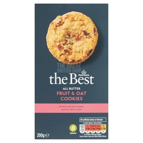 Morrisons The Best All Butter Fruit & Oat Biscuit - 200g imported British grocery product available in Canada