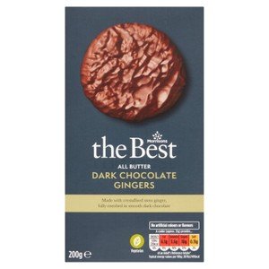 Morrisons The Best Dark Chocolate & Ginger Biscuits - 200g imported British grocery product available in Canada