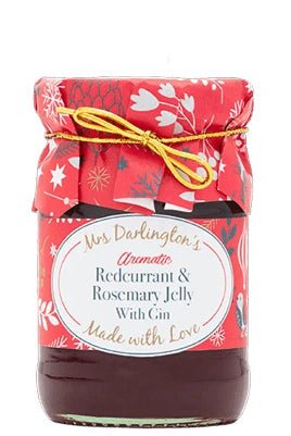 Mrs Darlington's Redcurrant & Rosemary Jelly With Gin - 212g imported British grocery product available in Canada