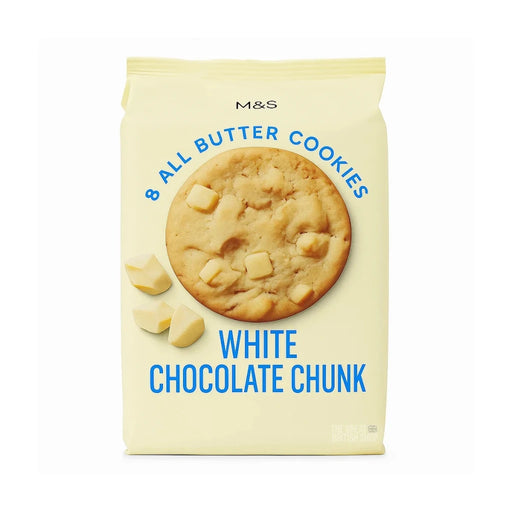 M&S All Butter White Chocolate Chunk Biscuits - 200g imported British grocery product available in Canada