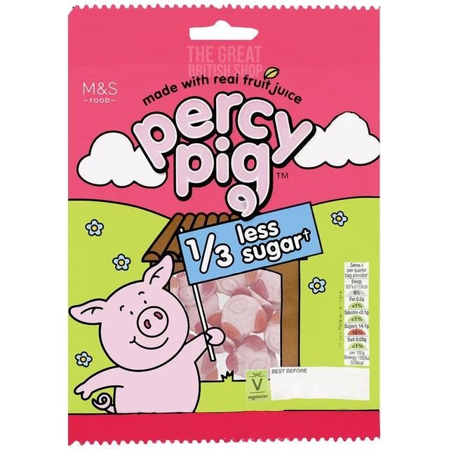 M&S Percy Pig Reduced Sugar - 150g imported British grocery product available in Canada