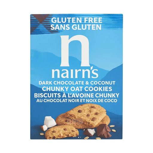 Nairn's Dark Chocolate & Coconut Chunky Oat Cookies - 160g imported British grocery product available in Canada