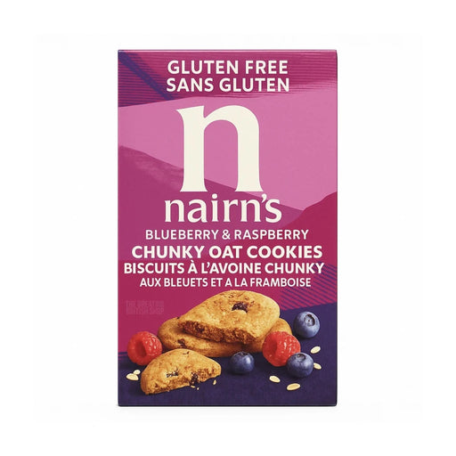 Nairn's Gluten Free Blueberry & Raspberry Chunky Oat Cookies - 160g imported British grocery product available in Canada