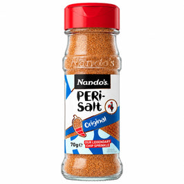 Nando's Peri-Salt Original 70g, glass seasoning bottle with a red cap and blue and white label.