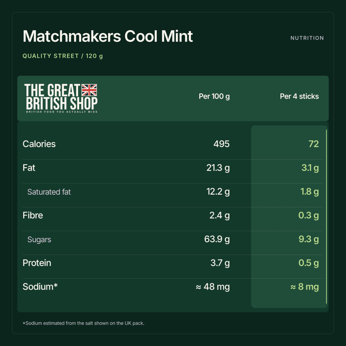 Nestle Quality Street Matchmakers Cool Mint - 120g imported British grocery product available in Canada