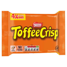Nestle Toffee Crisp 4 Pack 124g: front of the orange multipack showing 4 snacksize bars label