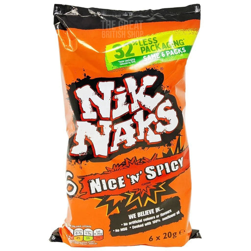 Nik Naks Nice 'N' Spicy - 6 Pack imported British grocery product available in Canada