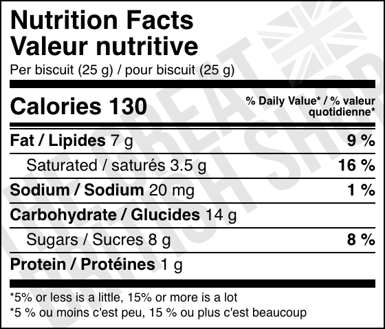 Border Dark Chocolate Orange Biscuits - 150g nutrition facts label / valeur nutritive