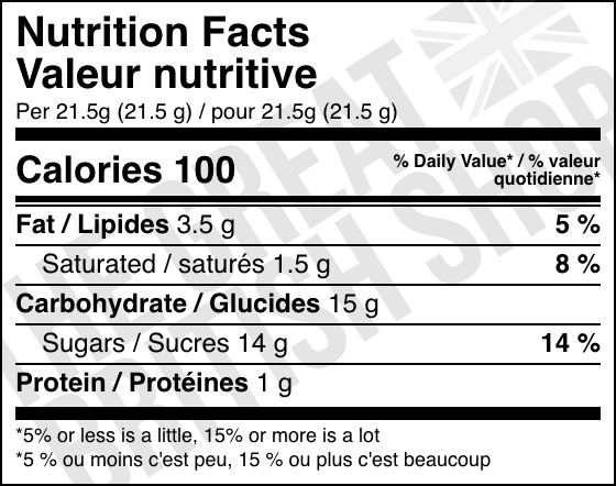 Mars MilkyWay Duo - 43g nutrition facts label / valeur nutritive