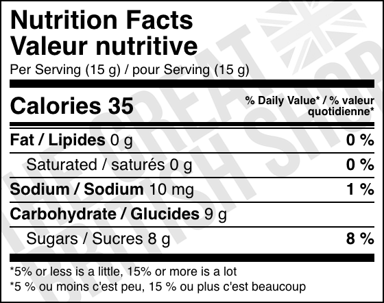 Robertson's Golden Shredless - 454g nutrition facts label / valeur nutritive