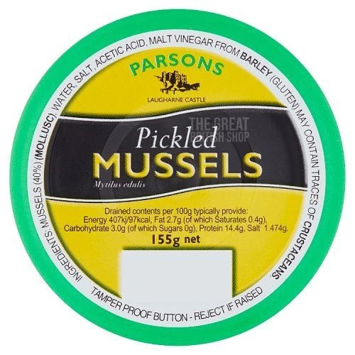 Parsons Pickled Mussels - 155g imported British grocery product available in Canada