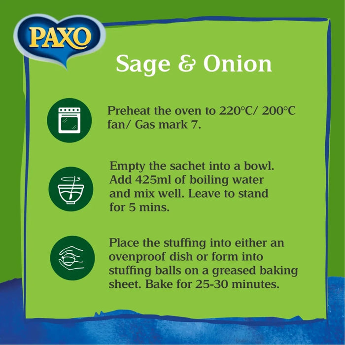 Paxo Sage & Onion Stuffing - 170g imported British grocery product available in Canada