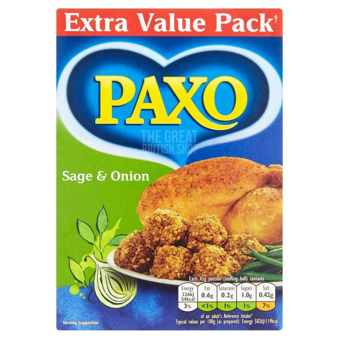 Paxo Sage & Onion Stuffing - Makes 24 imported British grocery product available in Canada