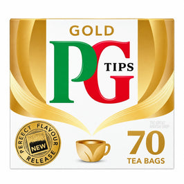 PG Tips Gold - 70 Tea Bags, front view of the product packaging