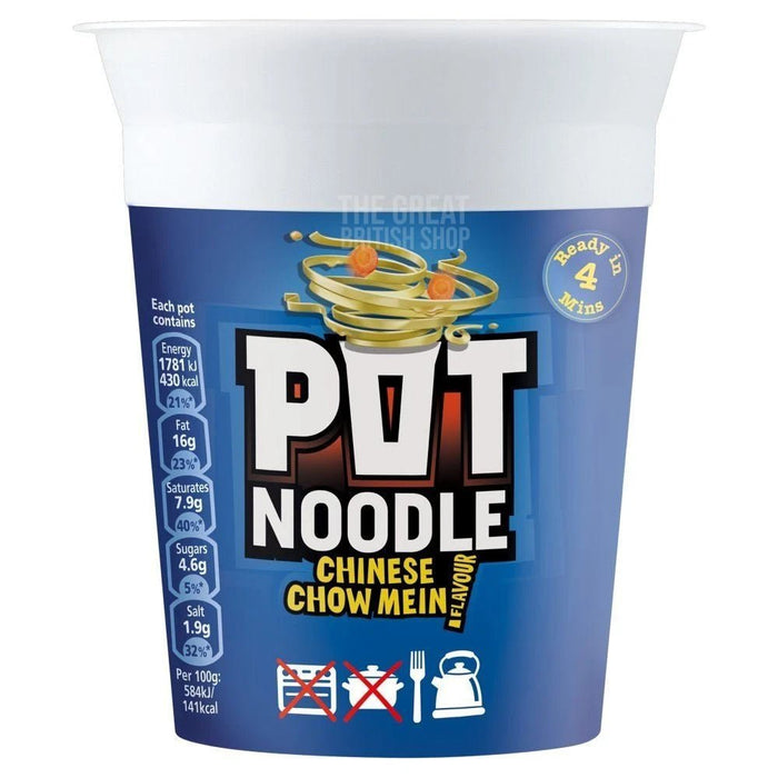 Pot Noodle Chinese Chow Mein - 90g imported British grocery product available in Canada
