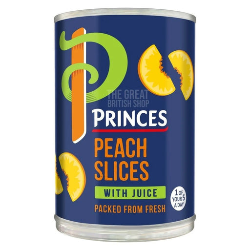Princes Peach Slices in Light Syrup - 410g imported British grocery product available in Canada