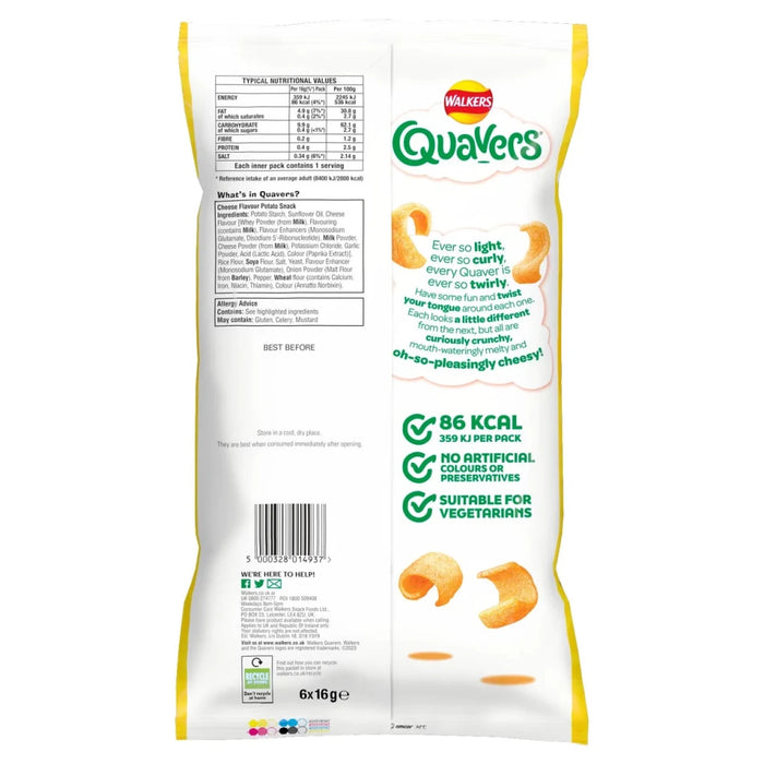 Quavers Crisps Cheese - 6 Pack imported British grocery product available in Canada