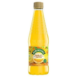 Robinsons Orange Barley Water 850ml, front of the bottle with screw cap and orange label.