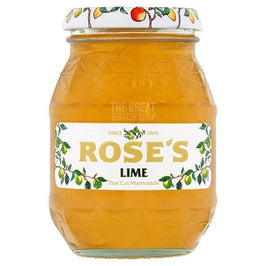 Rose's Lime Marmalade 454g: the glass jar with fruit patterned lid and front label shown.
