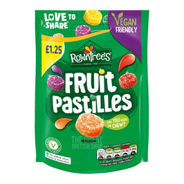 Rowntree's Fruit Pastille Pouch 143g: front of the green pack showing pastilles and sweets.