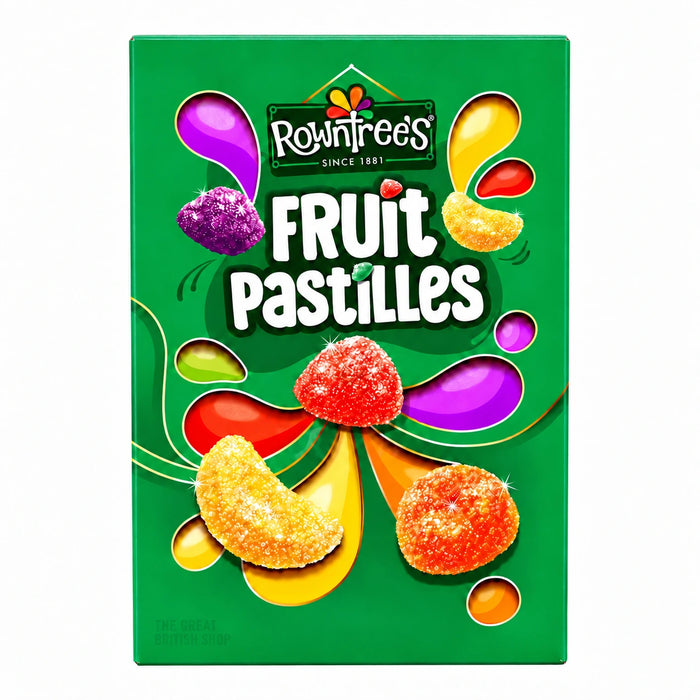 Rowntree's Fruit Pastilles 320g sweets carton, green UK packaging shown from the front