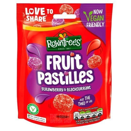 Rowntree's Fruit Pastilles Strawberry & Blackcurrant - 143g imported British grocery product available in Canada