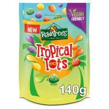 Rowntree's Jelly Tots Tropical Pouch - 140g imported British grocery product available in Canada