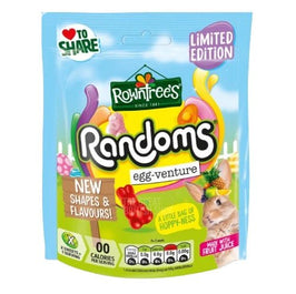 Rowntree's Randoms Spring Pouch 130g, front of the pack showing the egg-venture sweets bag.