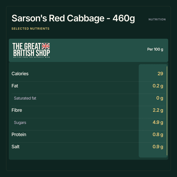 Sarson's Red Cabbage - 460g imported British grocery product available in Canada