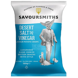 Savoursmiths Desert Salt and Vinegar 150g: front of the blue and white crisp packet.