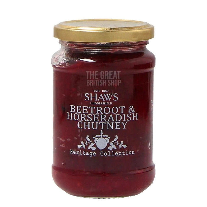 Shaws Beetroot & Horseradish Chutney - 290g imported British grocery product available in Canada