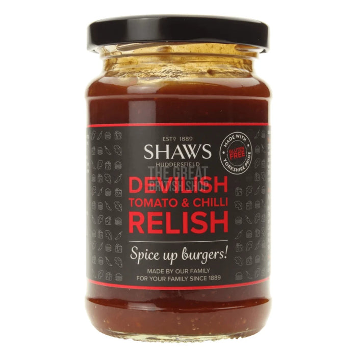 Shaws Devilish Chili & Tomato Relish - 300g imported British grocery product available in Canada