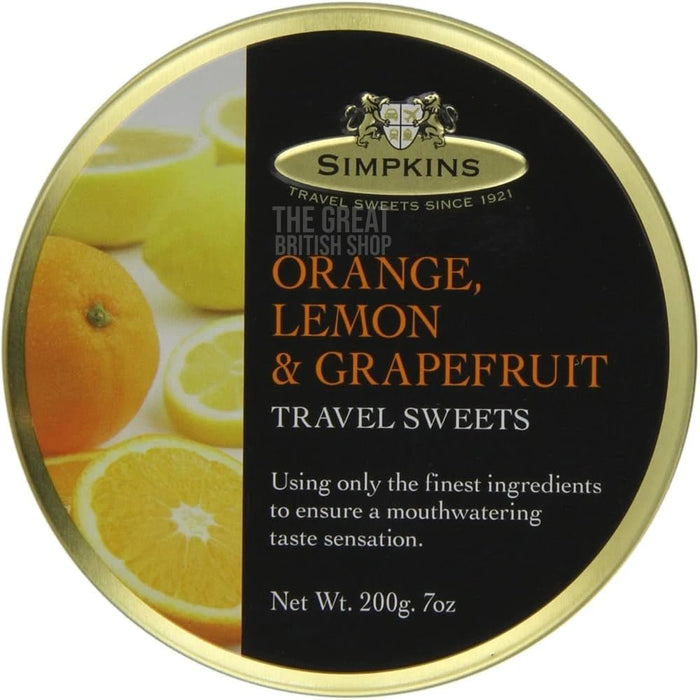 Simpkins Orange, Lemon & Grapefruit - 200g imported British grocery product available in Canada