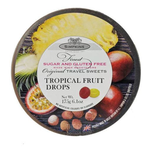Simpkins Tropical Fruit Sugar Free - 150g imported British grocery product available in Canada