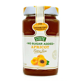 Stute No Added Sugar Apricot Jam 430g, the jar showing its label with apricot fruit imagery.