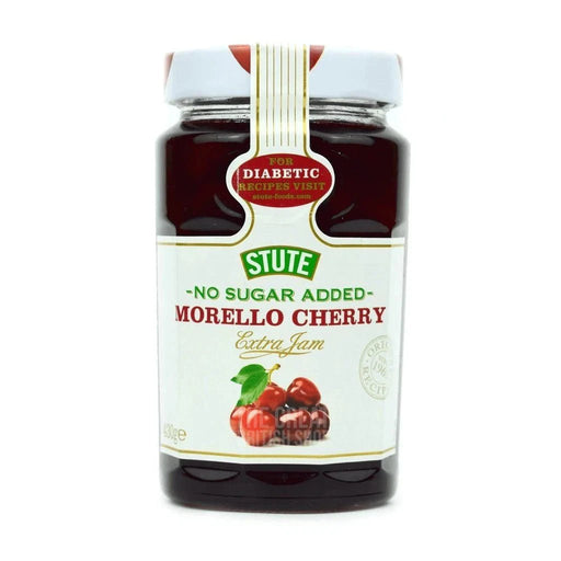 Stute No Sugar Added Morello Cherry Jam - 430g imported British grocery product available in Canada