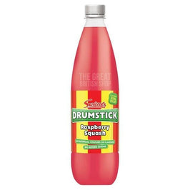 Swizzels Drumstick Raspberry Squash 1L, the full bottle with its red and yellow label.
