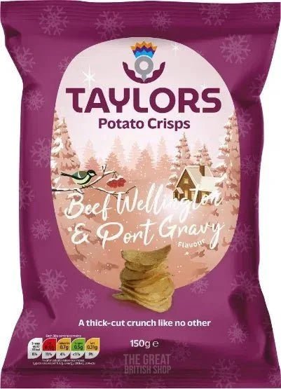 Taylors Beef Wellington & Port Gravy Crisps - 150g imported British grocery product available in Canada