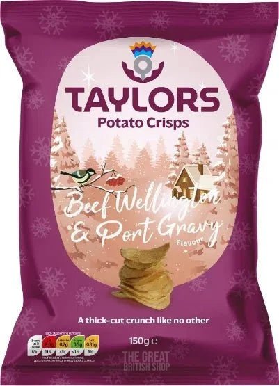 Taylors Beef Wellington & Port Gravy Crisps - 150g imported British grocery product available in Canada