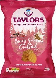 Taylors Spicy Prawn Cocktail Crisps - 150g imported British grocery product available in Canada