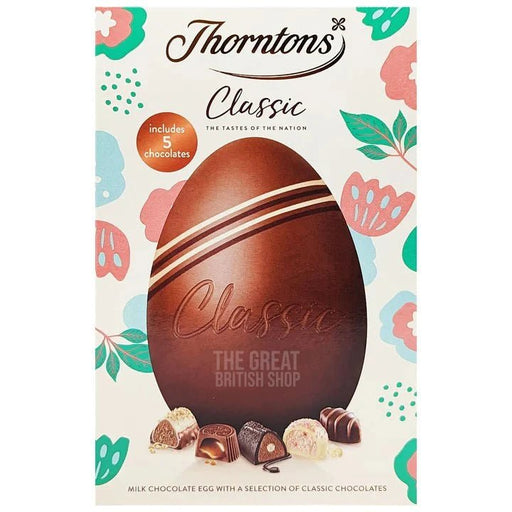 Thorntons Classic Milk Chocolate Egg - 150g imported British grocery product available in Canada