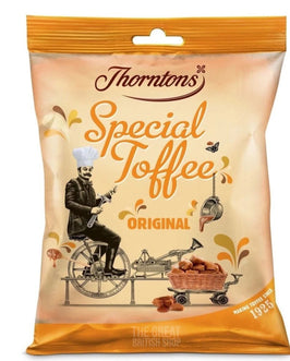 Thornton's Special Toffee Bag 100g: front of the pack showing the chef on a toffee machine.