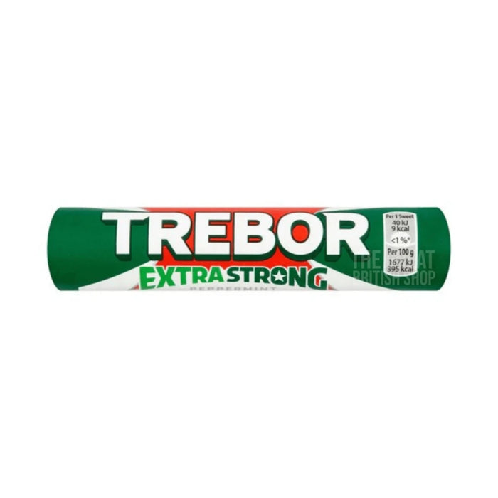 Trebor Extra Strong Peppermint Mints Roll - 41.3g imported British grocery product available in Canada