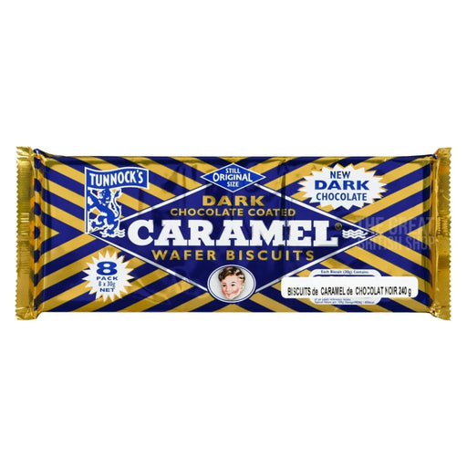 Tunnocks Dark Chocolate Caramel Wafers - 8 pack imported British grocery product available in Canada