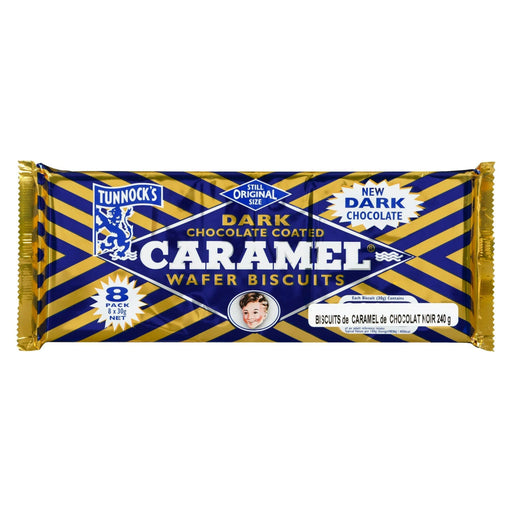 Tunnocks Dark Chocolate Caramel Wafers - 8 pack imported British grocery product available in Canada