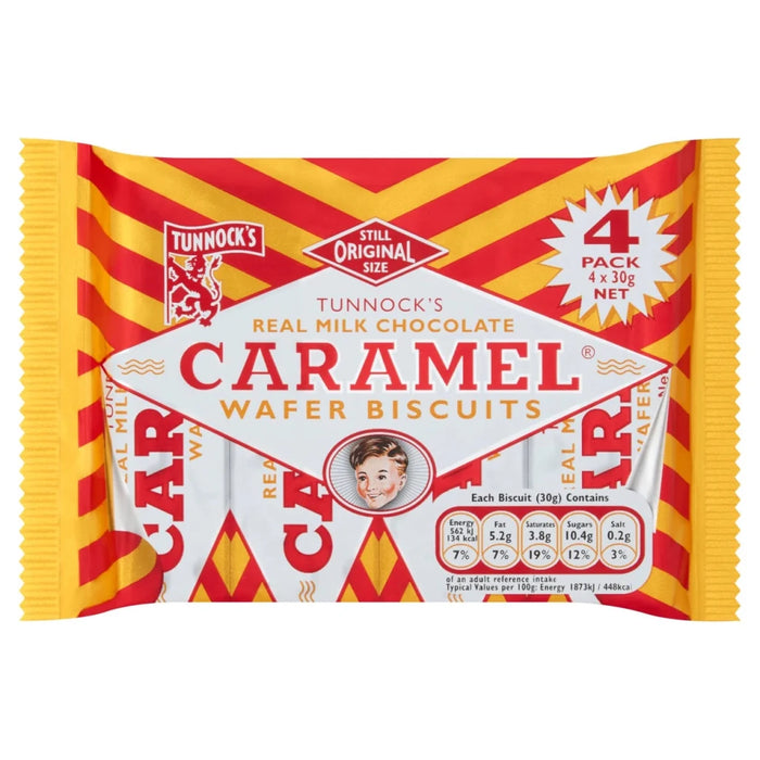 Tunnocks Milk Chocolate Caramel Wafers - 4 pack imported British grocery product available in Canada