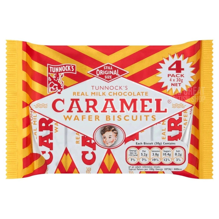 Tunnocks Milk Chocolate Caramel Wafers - 4 pack imported British grocery product available in Canada
