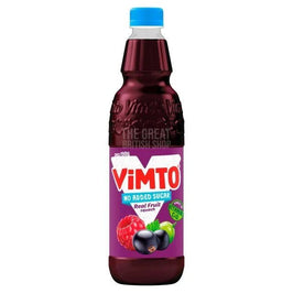 Vimto No Sugar Added Real Fruit Squash 725ml: the bottle with blue cap and purple label.