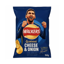 Walkers Big Bag Cheese & Onion 150g: front of the blue pack with crisp images and player illustration.