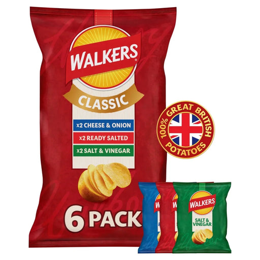 Walkers Crisps Variety Bag - 6 Pack imported British grocery product available in Canada